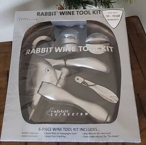 NIB Rabbit 6-Piece Wine Tool Kit with Original Lever Corkscrew